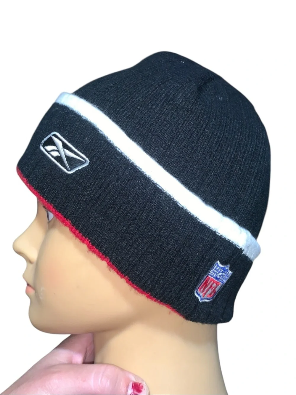 NFL Team Apparel Atlanta Falcons Black Red Beanie Hat Reebok Licensed Youth